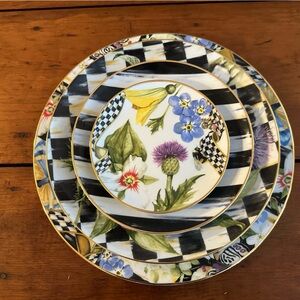 MacKenzie-Childs Multicolor Floral and Check Dinnerware